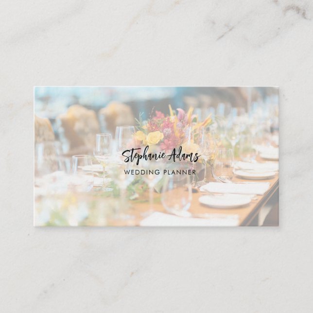 Elegant Modern Photo Wedding Planner  Business Card (Front)