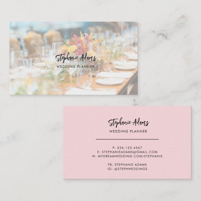 Elegant Modern Photo Wedding Planner Business Card (Front/Back)