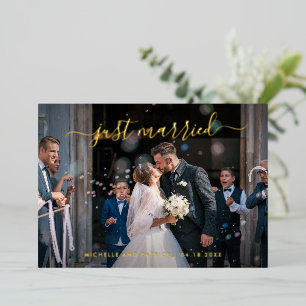 Elegant Modern Photo Wedding Reception Foil Invitation