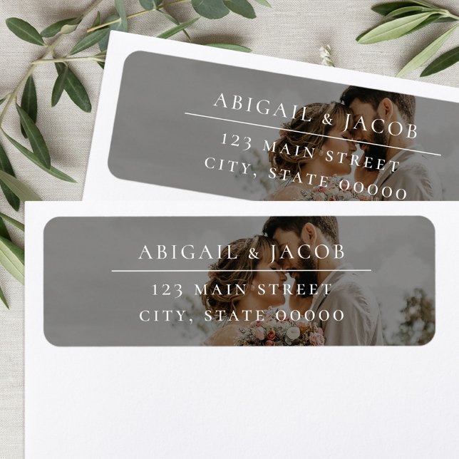 Elegant Modern Photo Wedding Return Address Label (Creator Uploaded)