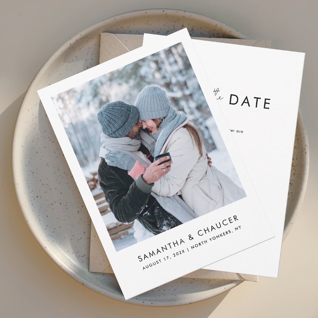 Elegant Modern Photo Wedding Save The Date (Simple Modern Photo Save the Date Wedding Announcement)