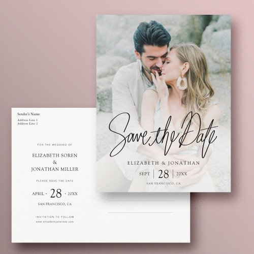  Elegant  Modern Photo Wedding Save the Date Announcement Postcard