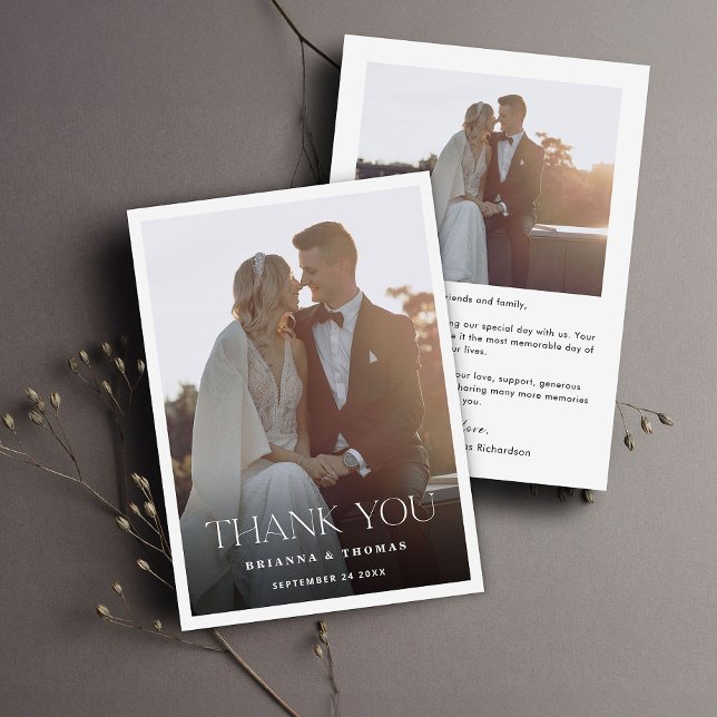 Elegant Modern Photo Wedding Thank You Card (Creator Uploaded)