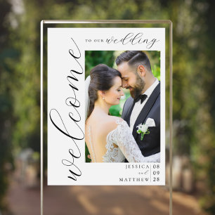 Elegant Modern Photo Wedding Welcome Acrylic Sign