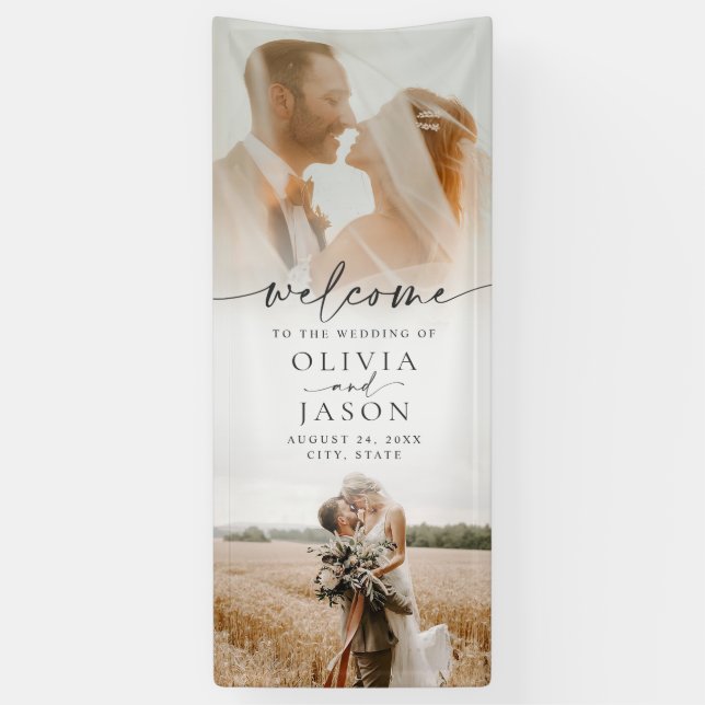 Elegant Modern Photo Wedding Welcome Banner (Vertical)