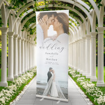 Elegant Modern Photo Wedding Welcome Retractable Banner