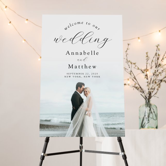 Elegant Modern Photo Wedding Welcome Sign (In Situ (Stand))