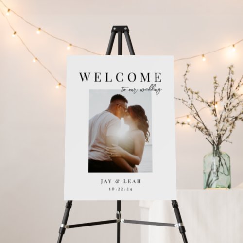 Elegant Modern Photo Wedding Welcome Sign