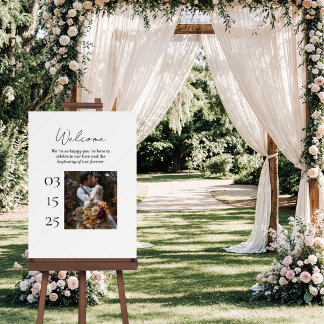 Elegant Modern Photo Wedding Welcome Sign