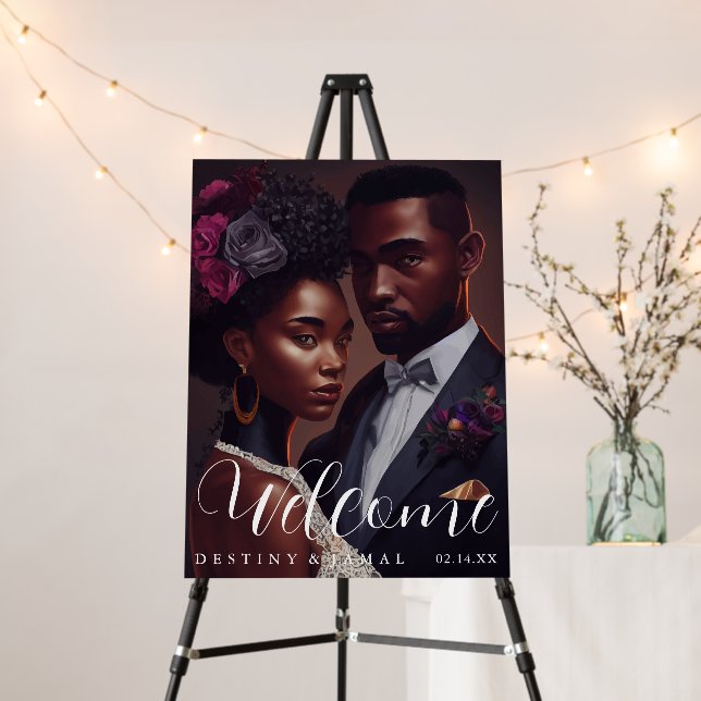 Elegant Modern Photo Welcome Wedding Script Sign (In Situ (Stand))