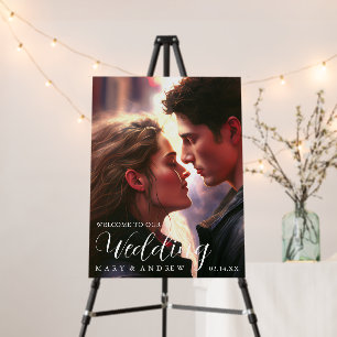 Elegant Modern Photo Welcome Wedding Script Sign