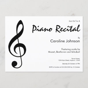 Elegant Modern Piano Music Recital Concert Invitation