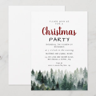 Elegant Modern Pine Forest Christmas Party Invitation