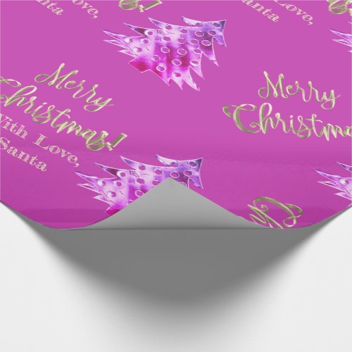 Elegant Modern Pink and Gold Christmas Tree Chic Wrapping Paper