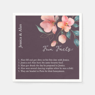 Elegant Modern Pink and Gold Floral Fun Facts  Napkins