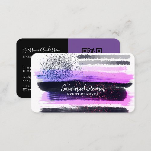 Elegant Modern Pink and Purple Abstract Business Card