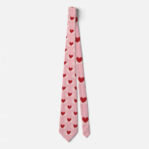 Elegant Modern Pink and White Doodle Heart Pattern Neck Tie