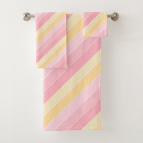 Elegant Modern Pink And Yellow Trendy Template Bath Towel Set