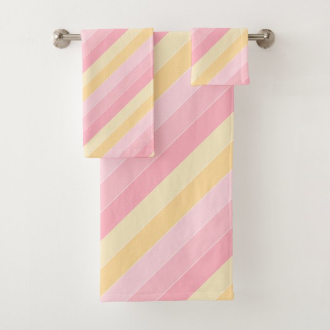 Elegant Modern Pink And Yellow Trendy Template Bath Towel Set (Insitu)