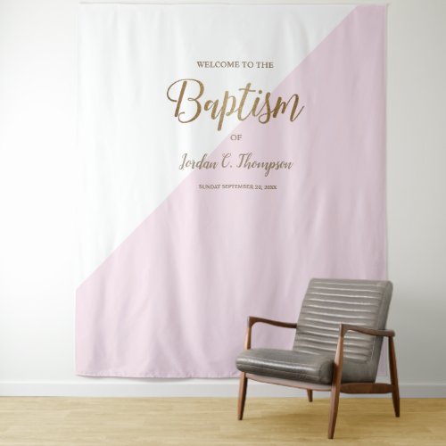 Elegant Modern Pink Baptism Photo backdrop