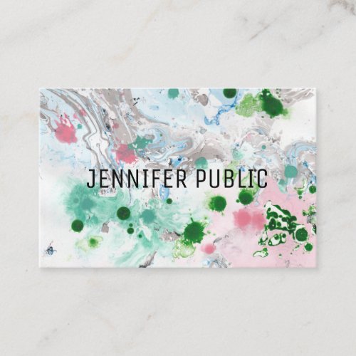 Elegant Modern Pink Blue Green Abstract Template Business Card