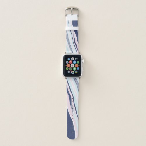 Elegant modern pink blue white liquid marble apple watch band