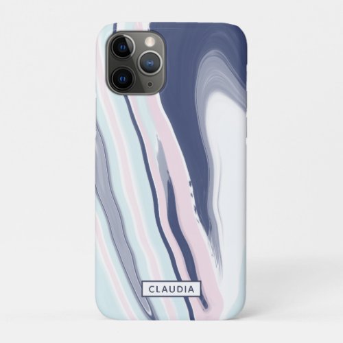 Elegant modern pink blue white liquid marble iPhone 11 pro case