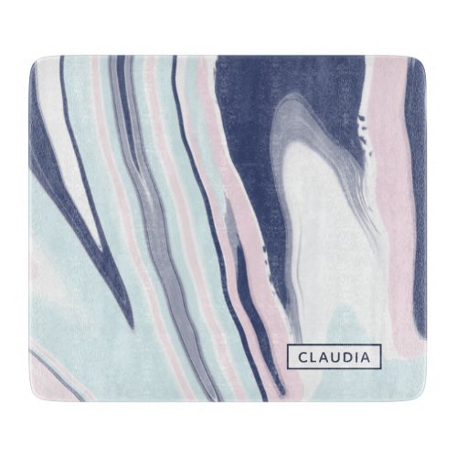 Elegant modern pink blue white liquid marble cutting board