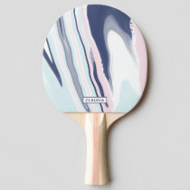 Elegant modern pink blue white liquid marble ping pong paddle