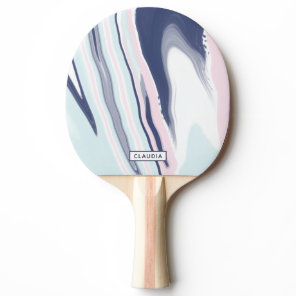 Elegant modern pink blue white liquid marble ping pong paddle