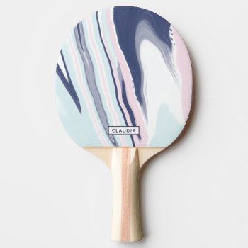 Elegant Modern Pink Blue White Liquid Marble Ping Pong Paddle by Elipsa at Zazzle