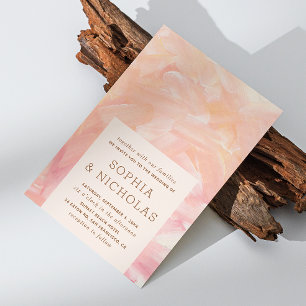 Elegant modern pink blush brush strokes wedding invitation