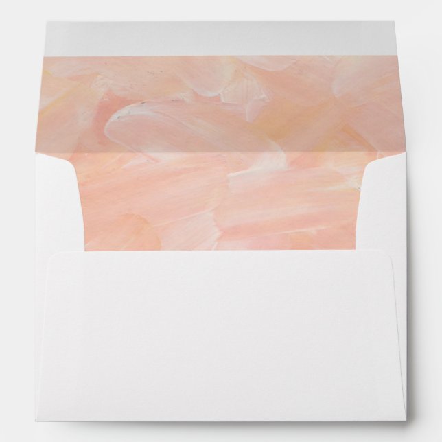 Elegant modern pink blush brushstrokes wedding envelope (Back (Bottom))