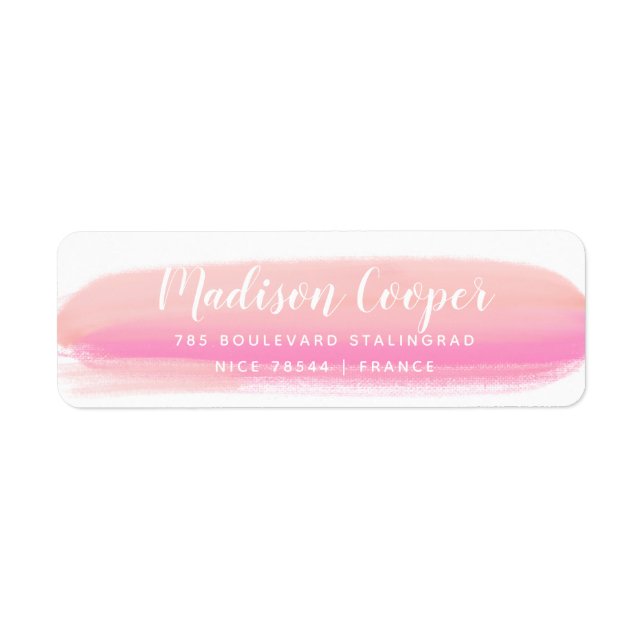 Elegant Modern Pink Brush Stroke Label (Front)