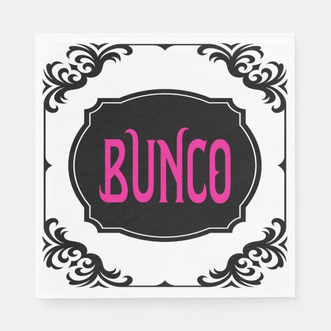 Elegant Modern Pink Bunco Party Night Napkins (Front)