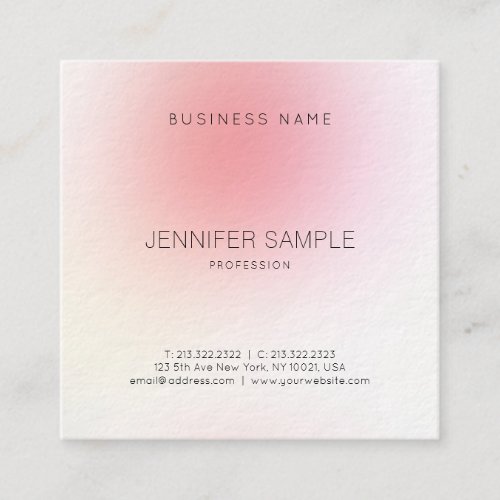 Elegant Modern Pink Color Harmony Beautiful Luxury Square Business Card