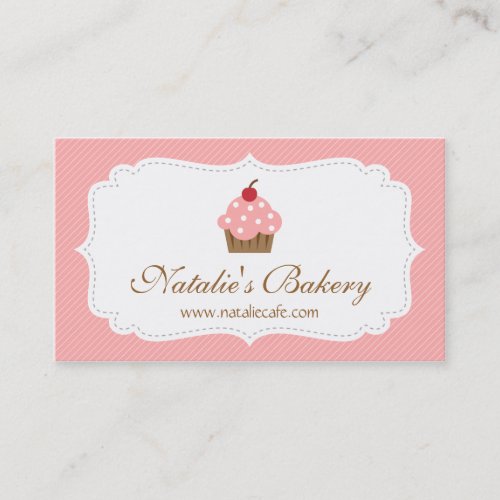 Elegant, Modern, Pink Cupcake, Bakery Business Cards