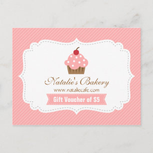 Elegant, Modern, Pink Cupcake, Bakery Voucher Postcard