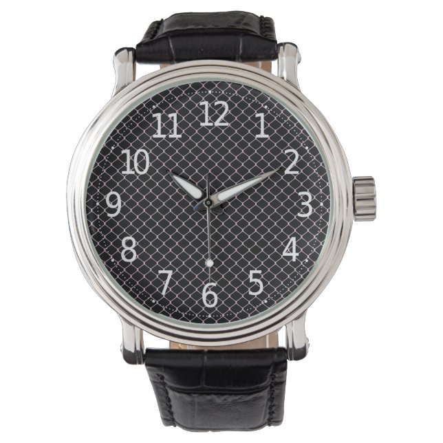 Elegant Modern Pink Fence Chain Pattern | Watch (Front)