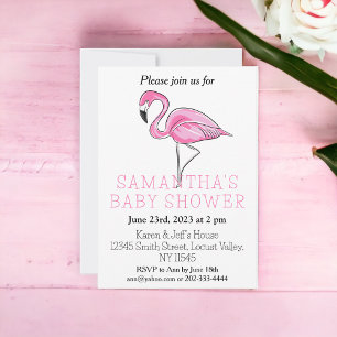 Elegant Modern Pink Flamingo Baby Shower Invitation