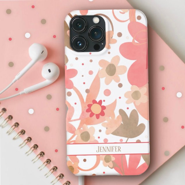 Elegant Modern Pink Floral Girly Inspirivity Name Case-Mate iPhone Case (Creator Uploaded)
