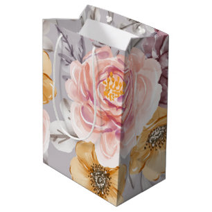 Elegant Modern Pink Floral Medium Gift Bag