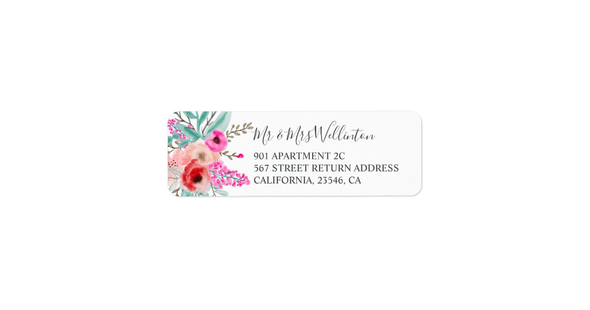 Elegant modern pink floral watercolor botanical label | Zazzle