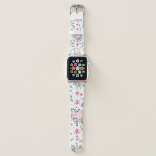 Elegant Modern Pink Floral Watercolor Painting Apple Watch Band
