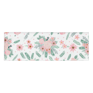 Elegant Modern Pink Floral Watercolor Painting Name Tag
