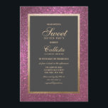 Elegant Modern Pink Glitter Thick Border Sweet 16 Invitation<br><div class="desc">This elegant, simple, and modern sweet sixteen birthday party invitation is perfect for a classy and stylish event. It features a faux printed gold foil frame and sparkly dark pink glitter border and black background. It's chic, luxe, pretty, and unique; the perfect choice for your special day. ***IMPORTANT DESIGN NOTE:...</div>