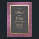Elegant Modern Pink Glitter Thick Border Sweet 16 Invitation<br><div class="desc">This elegant, simple, and modern sweet sixteen birthday party invitation is perfect for a classy and stylish event. It features a faux printed gold foil frame and sparkly dark pink glitter border and black background. It's chic, luxe, pretty, and unique; the perfect choice for your special day. ***IMPORTANT DESIGN NOTE:...</div>