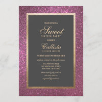 Elegant Modern Pink Glitter Thick Border Sweet 16