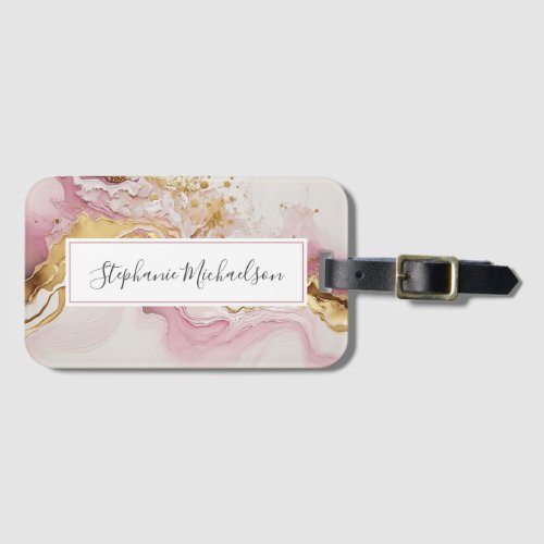 Elegant Modern Pink Gold Abstract Luggage Tag