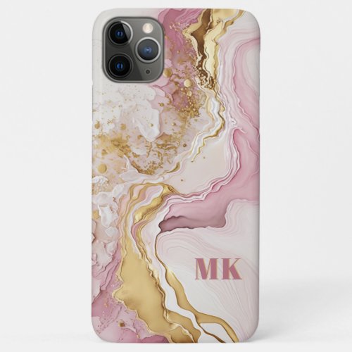 Elegant Modern Pink Gold Abstract Monogram iPhone 11 Pro Max Case